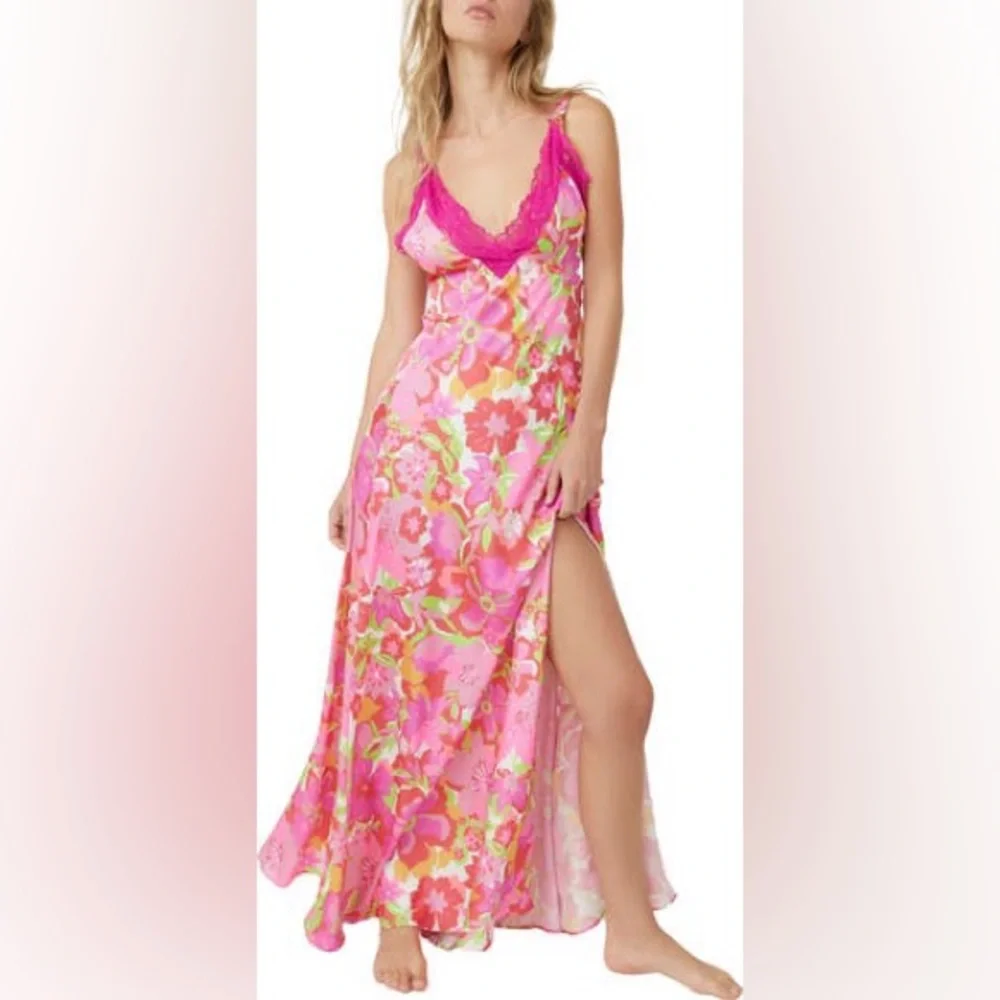Free People All A Bloom Floral Maxi Dress NWOT Neon Pop Floral small